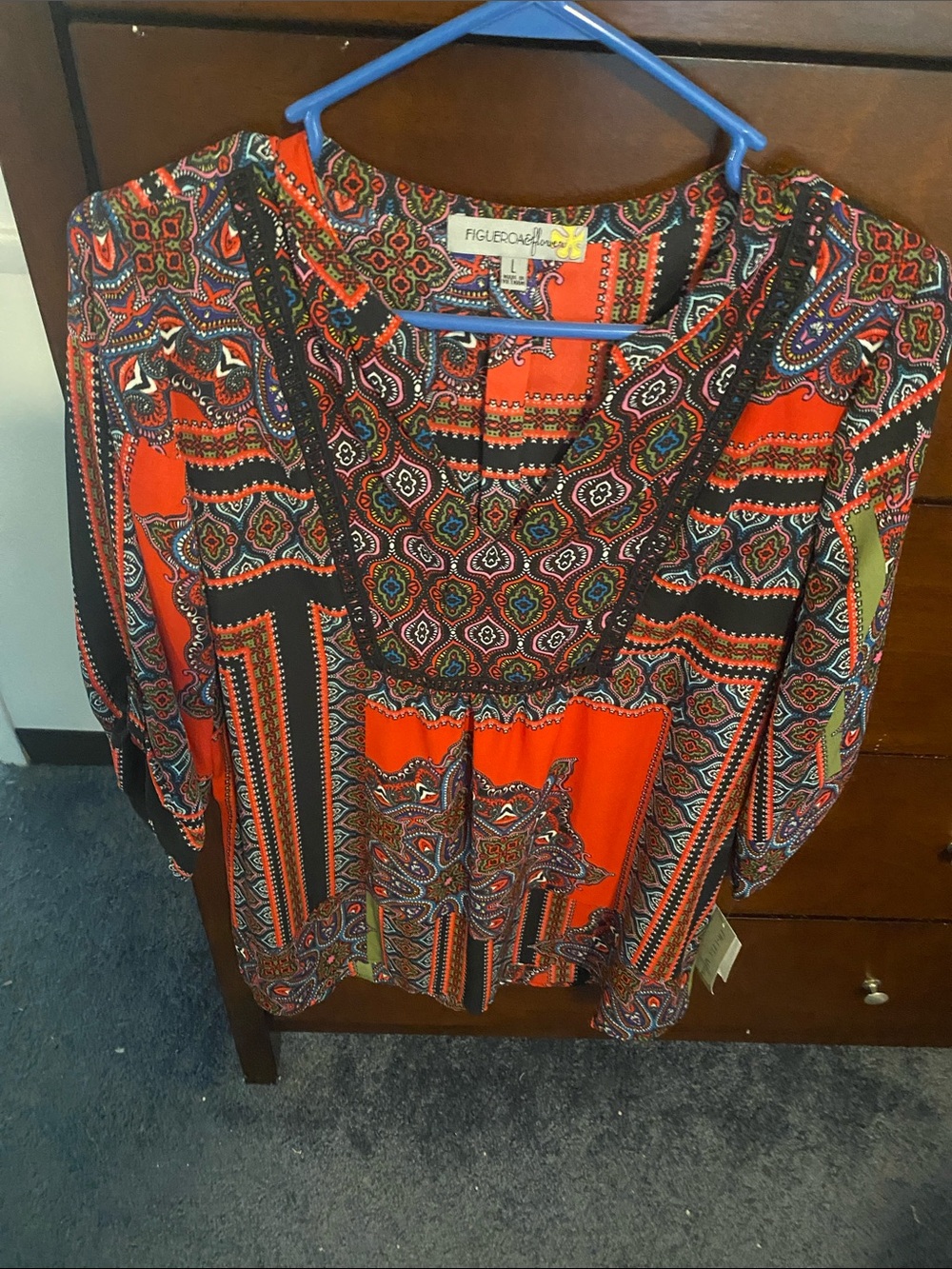 Figleaves Orange Paisley Peasant Blouse